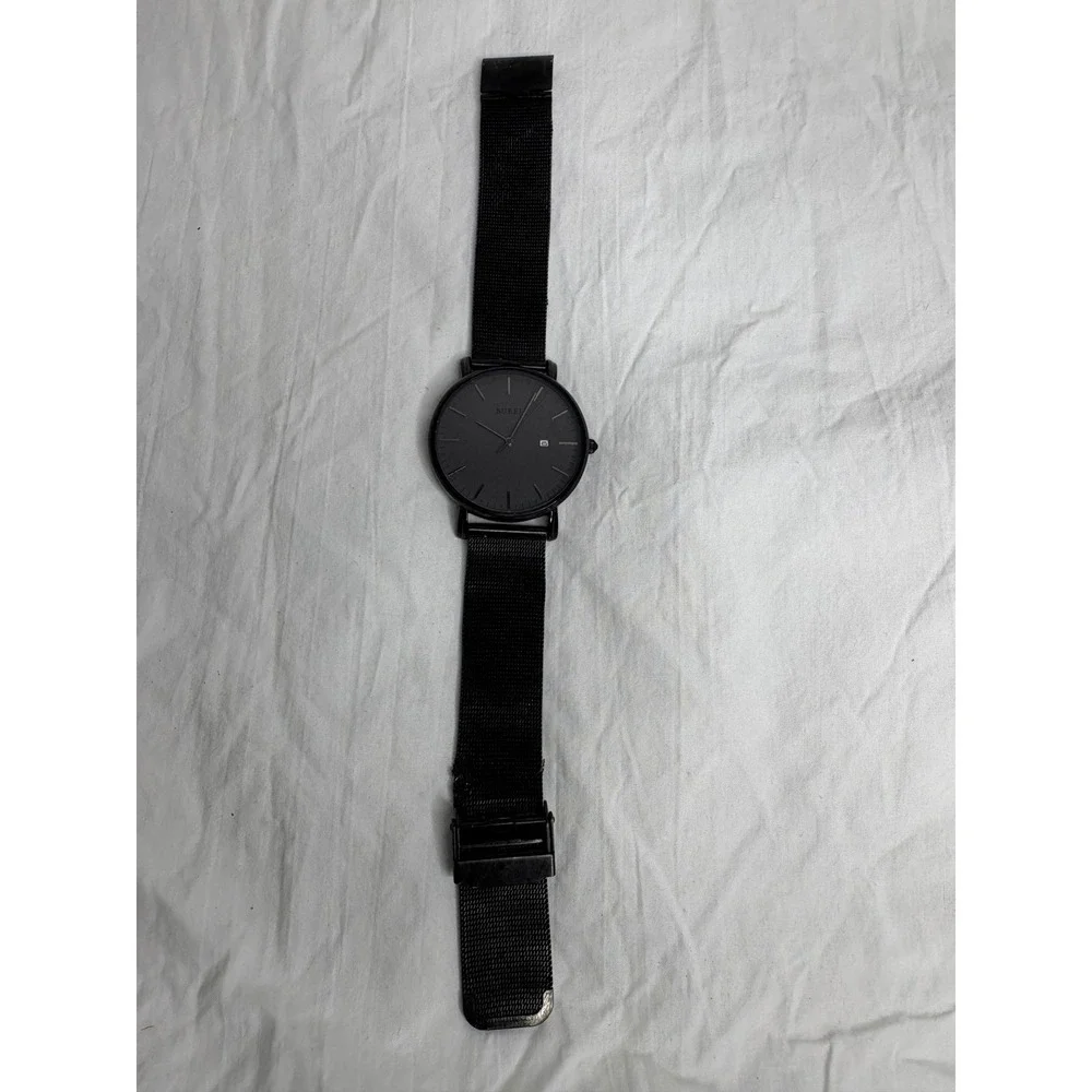 BUREI Black Stainless Steel Mesh Band Quartz Movement Men's Wristwatch
